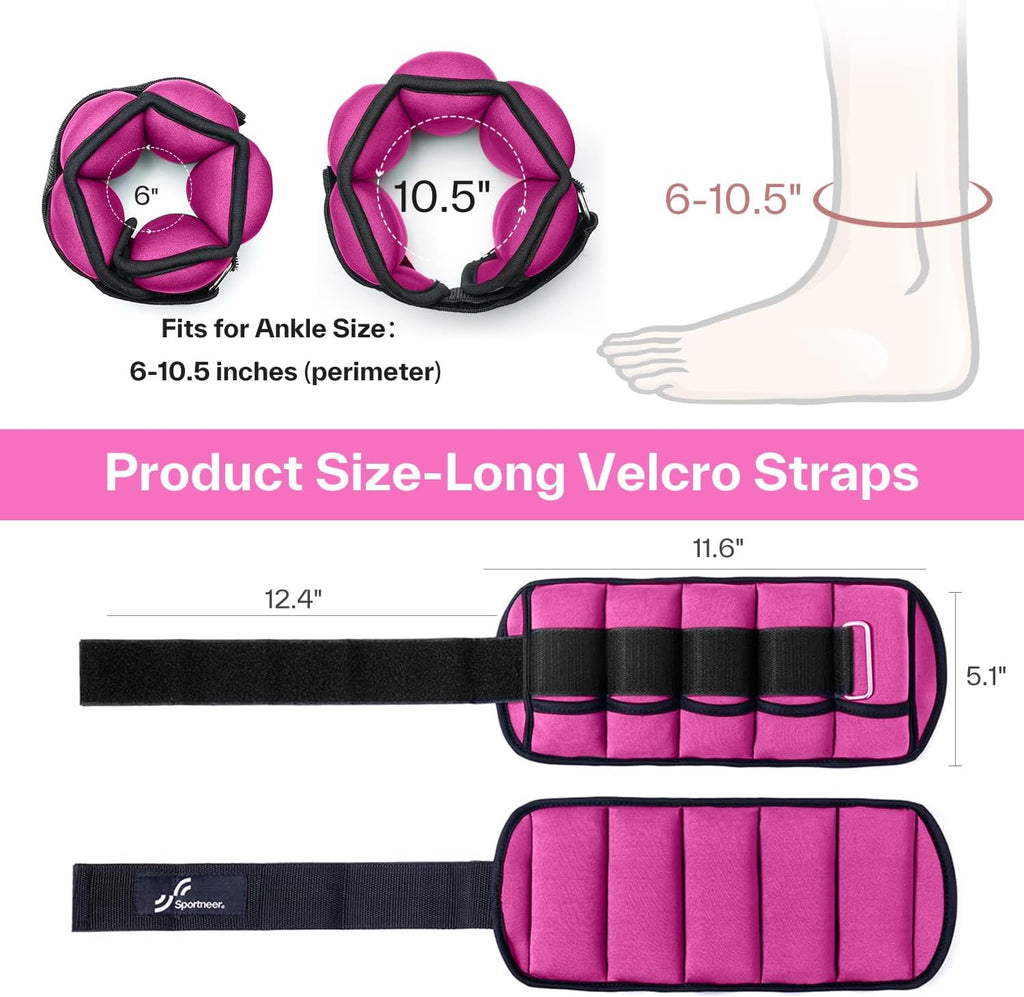 Adjustable Ankle/Wrist Weights for Men Women Kids, Weighted Leg & Cuff Strength Training for Yoga Walking Running Aerobics Gym Fitness Physical Therapy