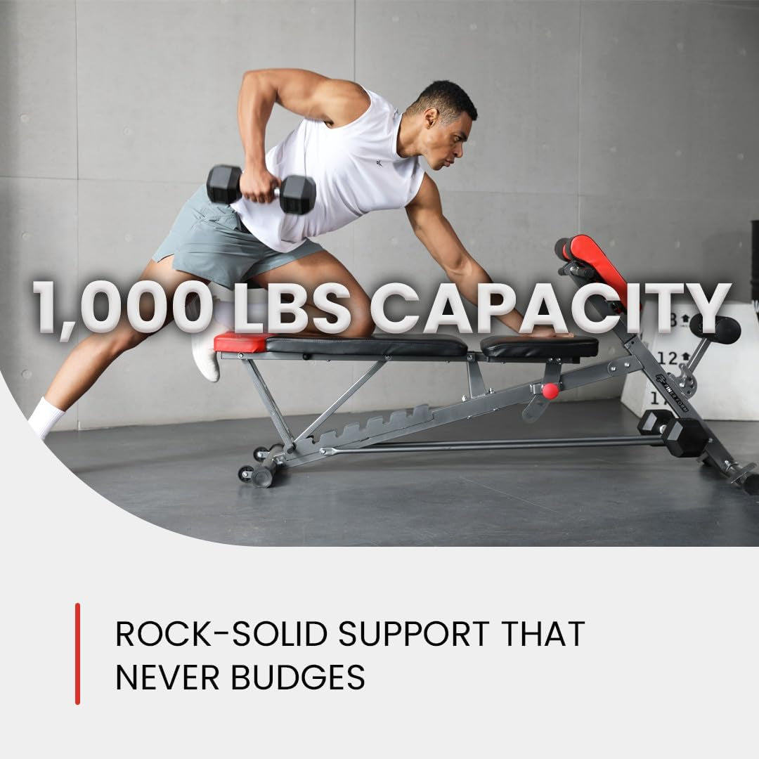 Multi-Functional FID Weight Bench for Comprehensive Body Workout - Hyper Back Extension, Roman Chair, Adjustable Ab Sit-Up, Incline/Decline, and Flat Bench