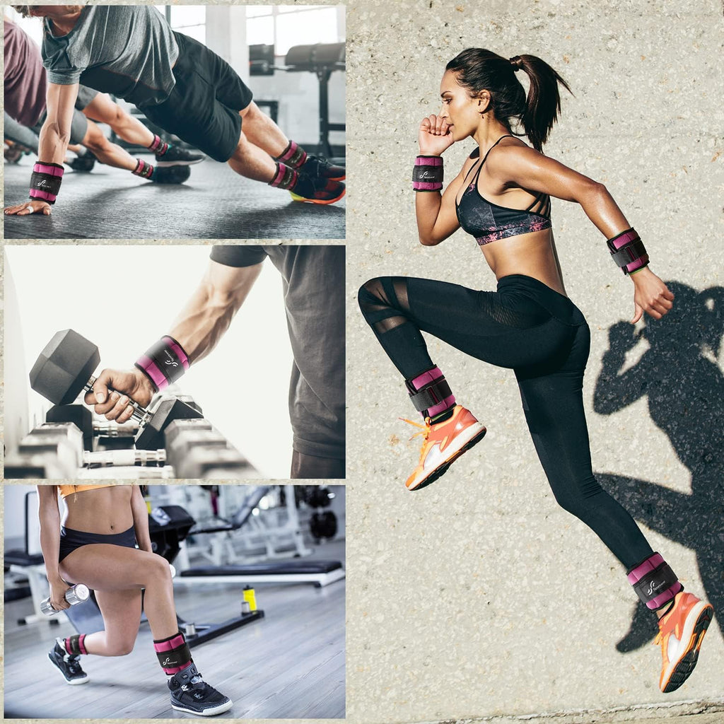 Adjustable Ankle/Wrist Weights for Men Women Kids, Weighted Leg & Cuff Strength Training for Yoga Walking Running Aerobics Gym Fitness Physical Therapy
