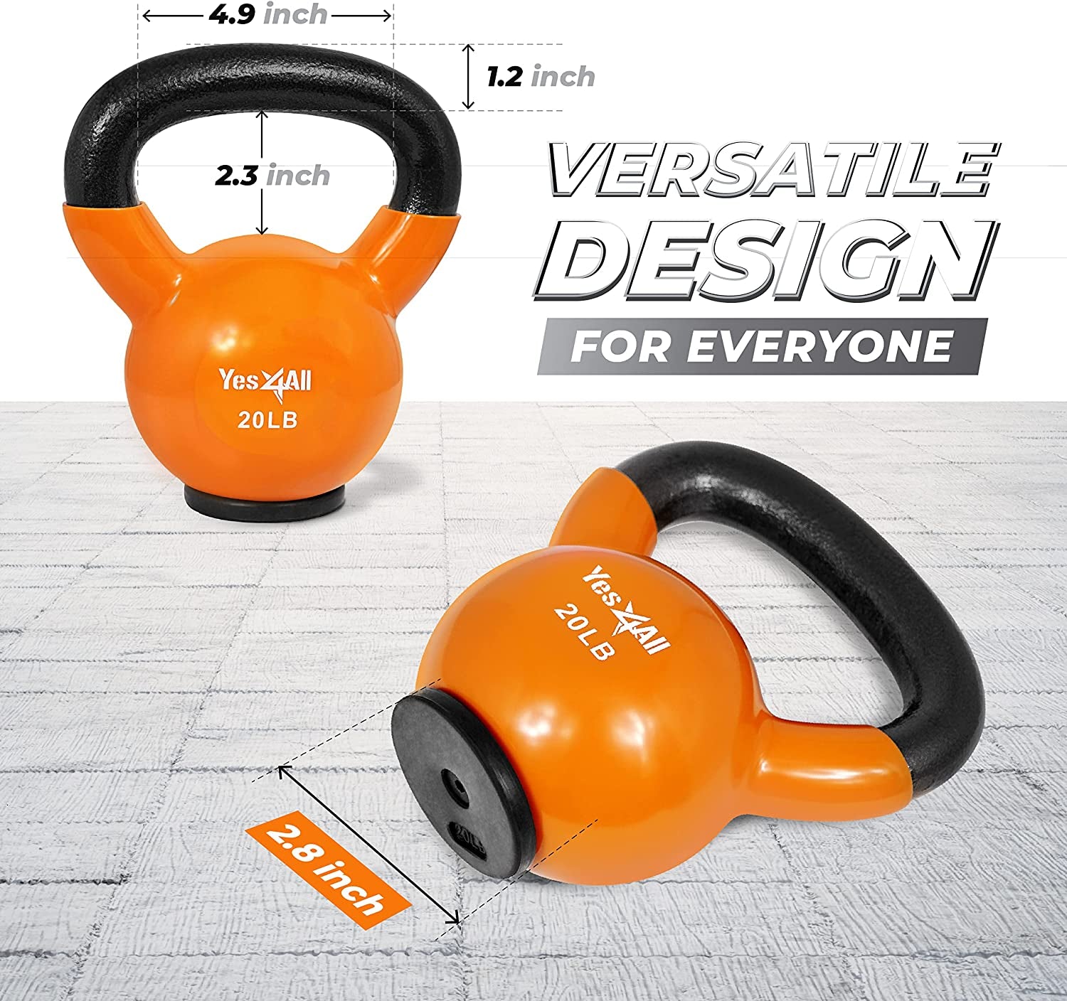 Rubber Base Kettlebell Set for Women, Strength Training Weights (10-65 lbs)