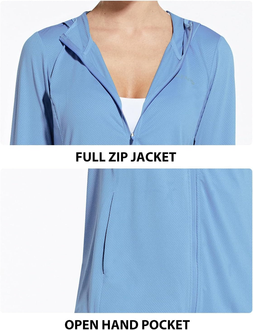 Women's UPF 50+ Sun Protection Hooded Jacket - Cooling Performance Shirt with Pockets for Outdoor Hiking
