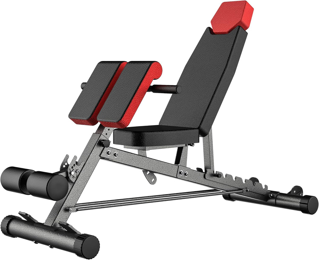 Multi-Functional FID Weight Bench for Comprehensive Body Workout - Hyper Back Extension, Roman Chair, Adjustable Ab Sit-Up, Incline/Decline, and Flat Bench