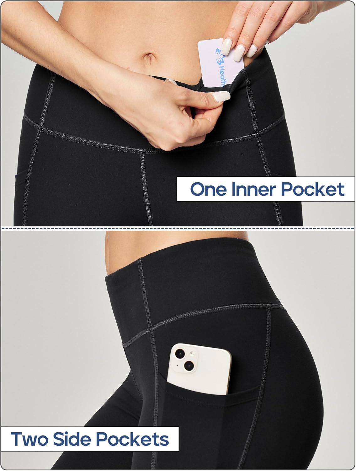 Women's High-Waisted Compression Leggings with Pockets for Tummy Control and Workout Performance