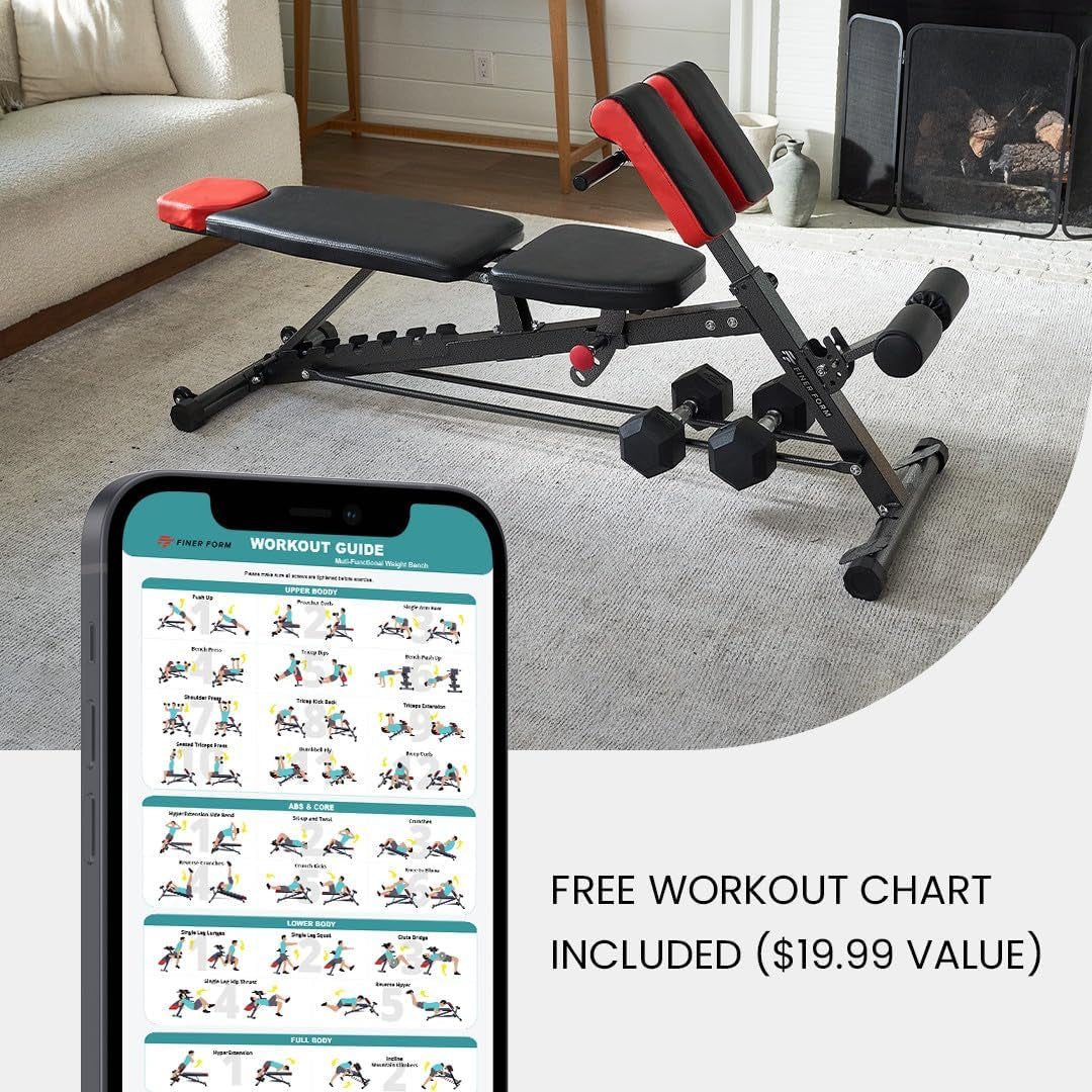 Multi-Functional FID Weight Bench for Comprehensive Body Workout - Hyper Back Extension, Roman Chair, Adjustable Ab Sit-Up, Incline/Decline, and Flat Bench