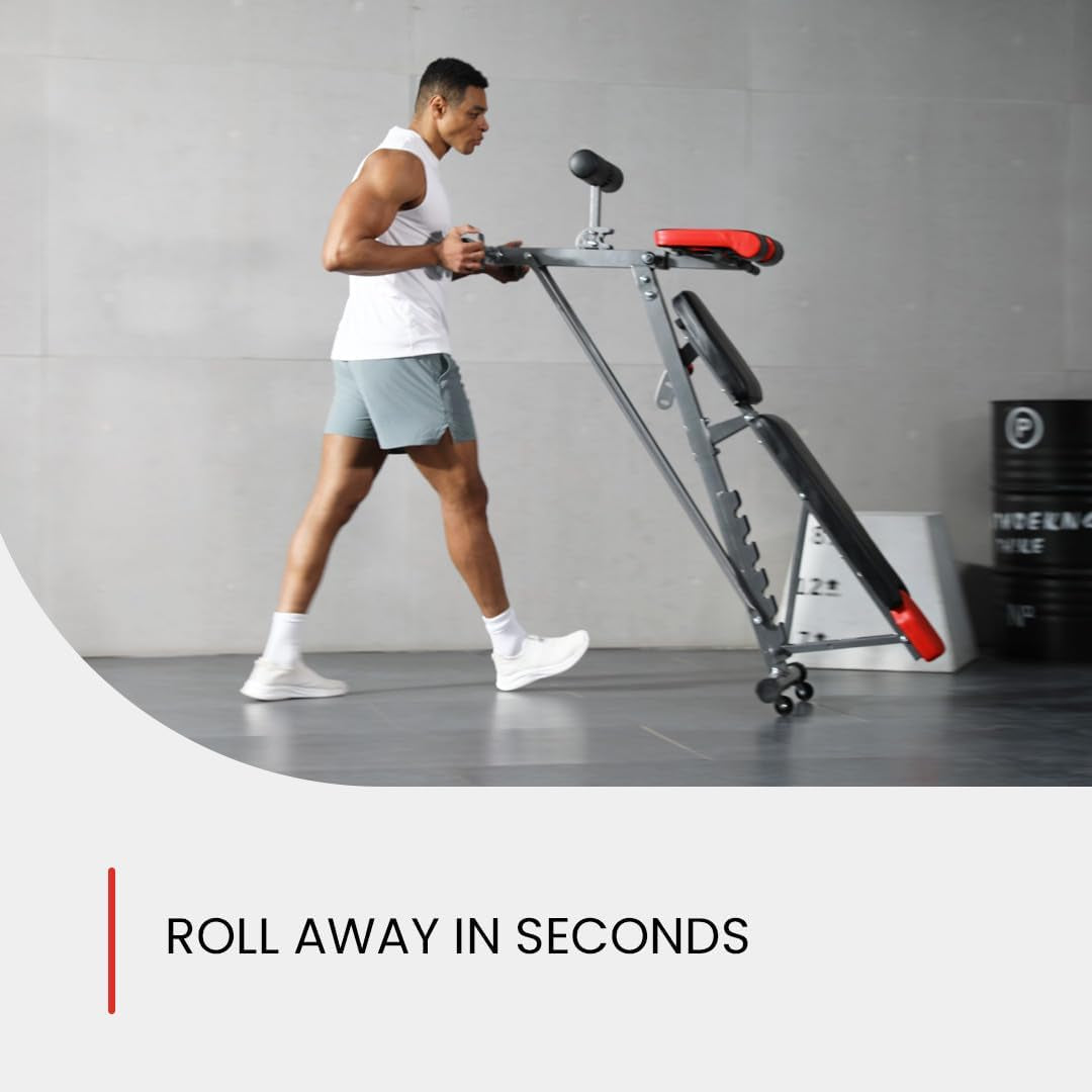 Multi-Functional FID Weight Bench for Comprehensive Body Workout - Hyper Back Extension, Roman Chair, Adjustable Ab Sit-Up, Incline/Decline, and Flat Bench
