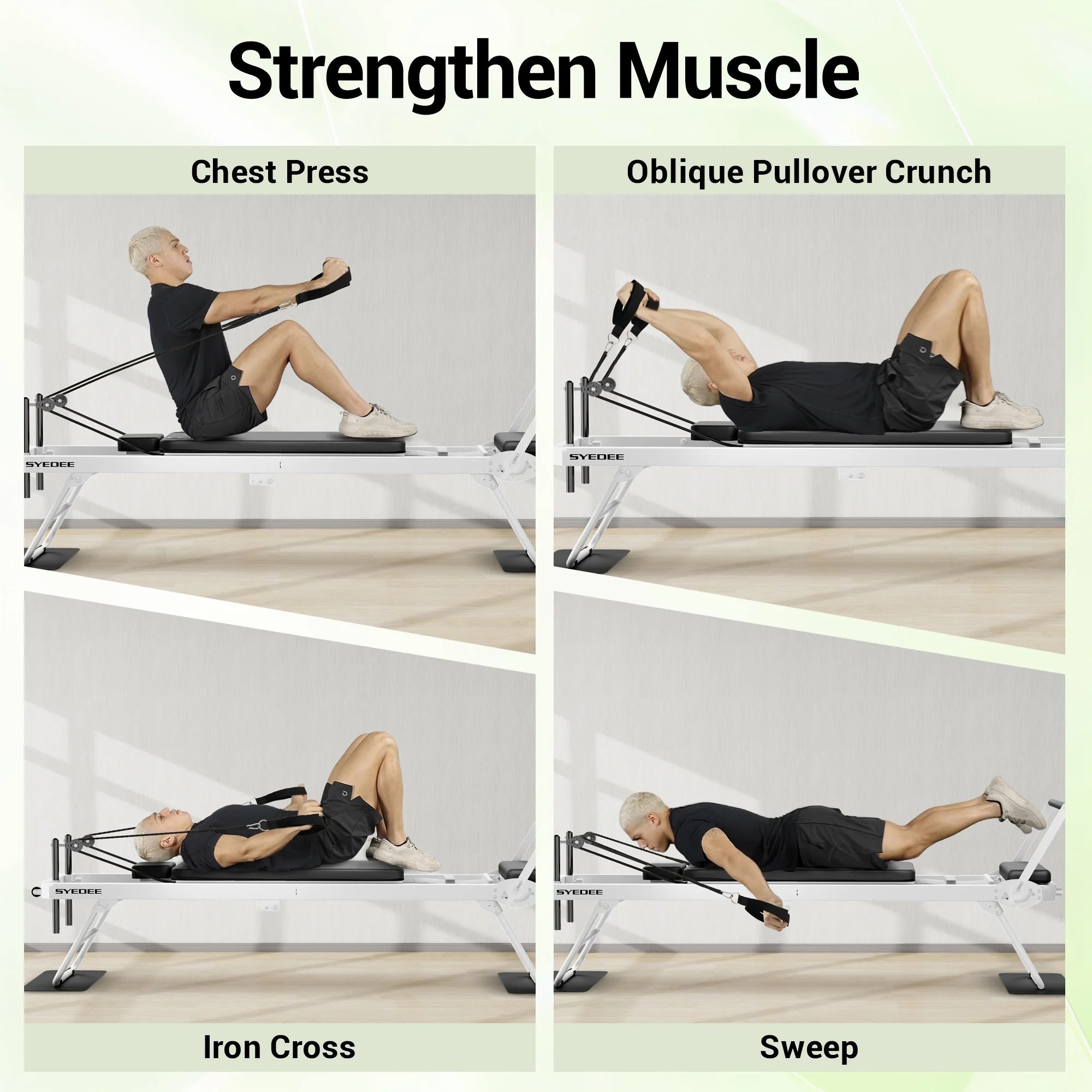 Foldable Pilates Reformer, Pilates Machine for Home Use, with Dual Resistance- Springs and Cords, Pilates Equipment for Home Workouts with Jump Board, up to 400 LBS