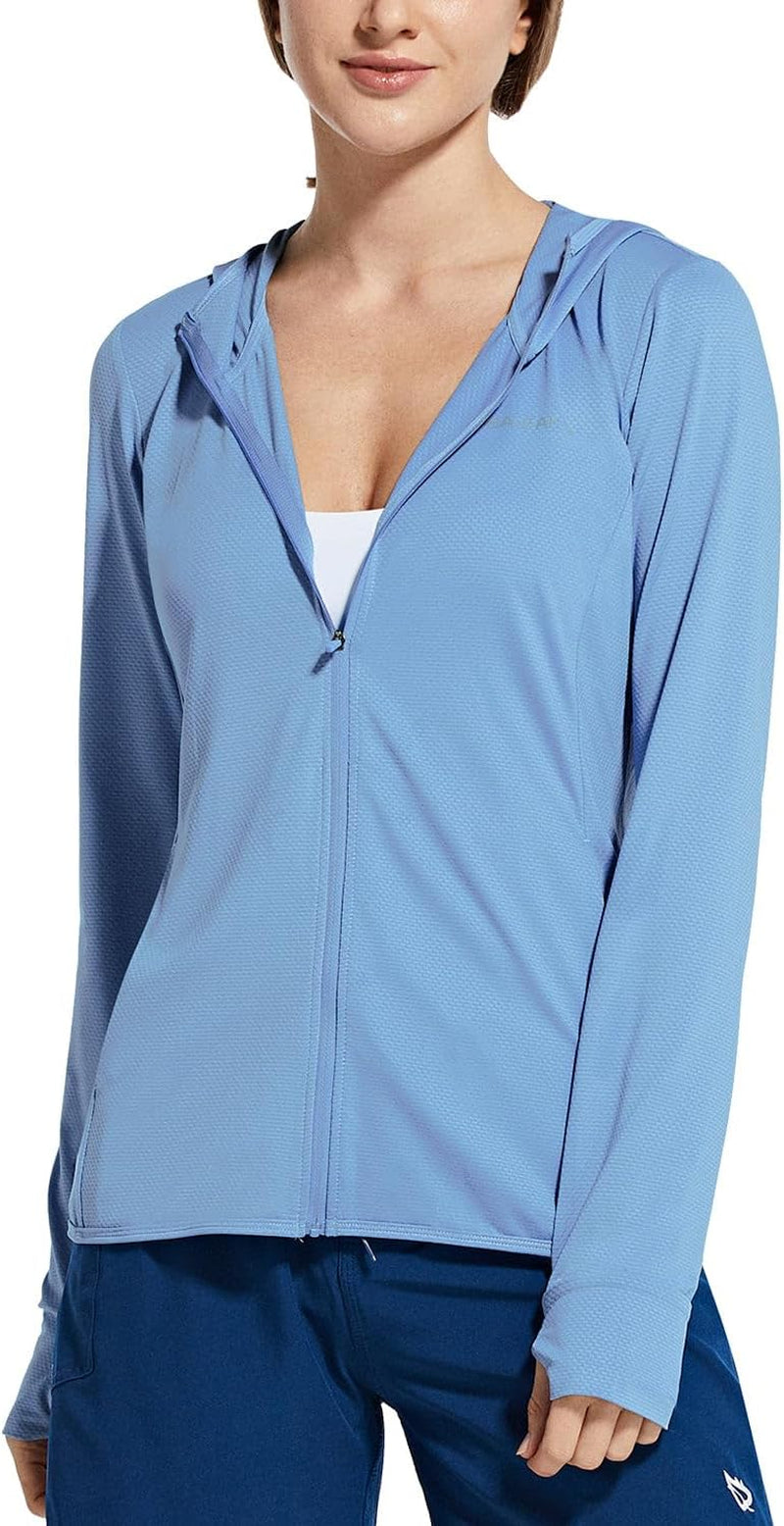 Women's UPF 50+ Sun Protection Hooded Jacket - Cooling Performance Shirt with Pockets for Outdoor Hiking